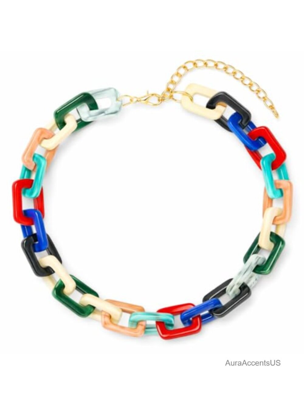 Chunky Chain Link Necklace for Women, Lightweight Acrylic Resin Statement